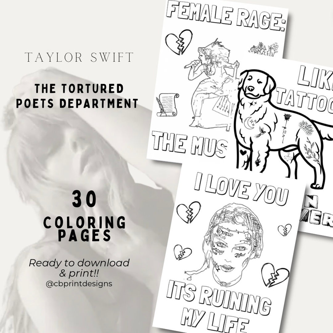 Taylor Swift the Tortured Poets Department 20 COLORING PAGES - Etsy