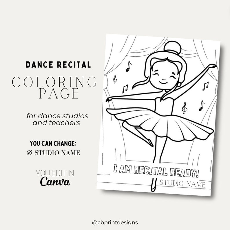 Recital/ready to Take the Stage Coloring Page for Dance Studio / Dance Teacher - Etsy