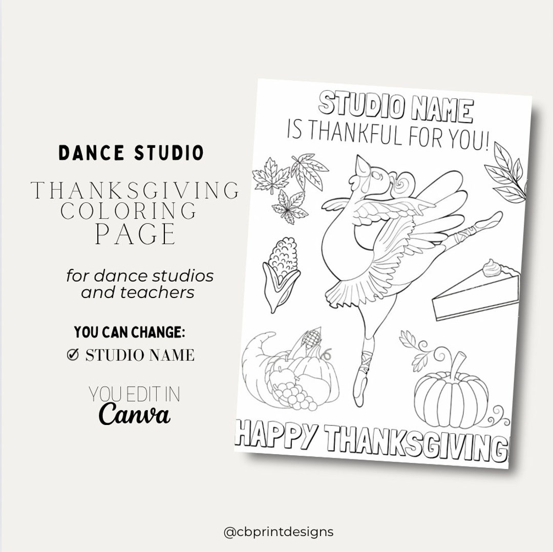 Thanksgiving Dance Studio Coloring Page - Etsy