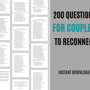 200 Questions for Couples to Reconnect Conversation Starters to Improve your Relationship with Your Partner Strengthen Your Marriage