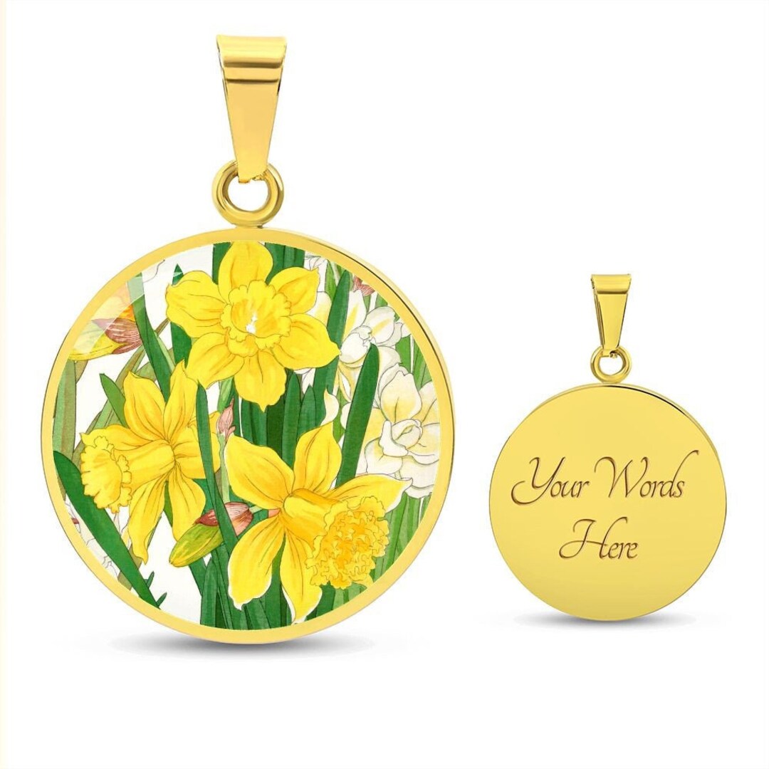 Personalized Birth Flower Daffodil Necklace March Birth Etsy