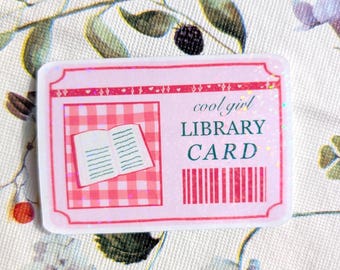 Pegatina holográfica de vinilo para tarjeta de biblioteca / Lectora Girlie