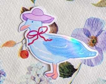 Pegatina holográfica de gaviota / pájaro con lazo
