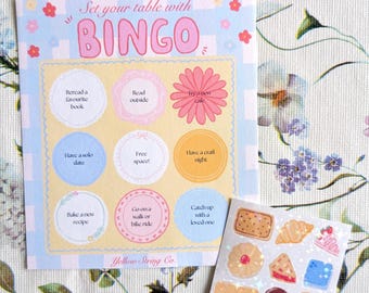 Tarjeta de bingo de primavera y pegatinas de bingo / Date un capricho