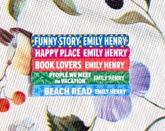 Pegatina de vinilo con diseño de pila de libros de Emily Henry / Regalo para lectores amantes de los libros