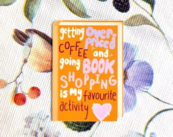 Pegatina de vinilo con café y libros / Chica lectora