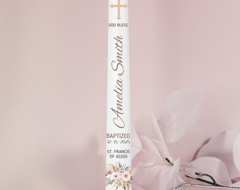 Baptism Boho Taper candles Personalized Ceremony Baptism Candle Baptism favors Communion Christening candle Custom baptism candle