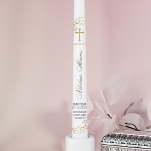 Baptism Taper candles Personalized Ceremony Baptism Candle, Baptism favors, Communion, Orthodox Baptism candle, Custom baptism candle