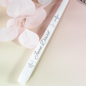 Velas cônicas simples e elegantes, velas personalizadas para cerimônia de batismo, lembranças de batismo, vela de comunhão para batismo, rosa e azul personalizados