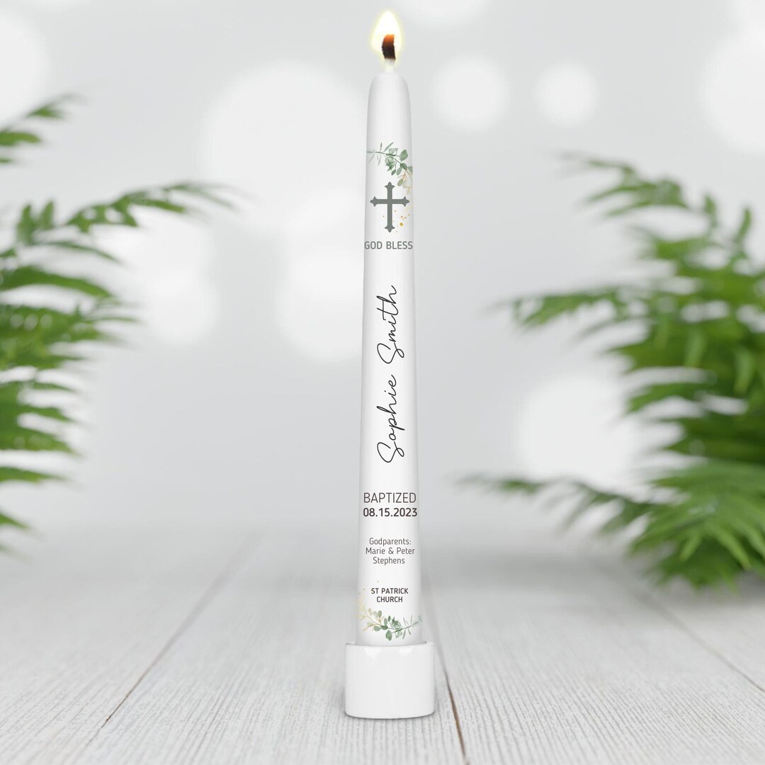 Baptism Taper Candles Personalized Ceremony Baptism Candle Baptism Favors Communion Christening
