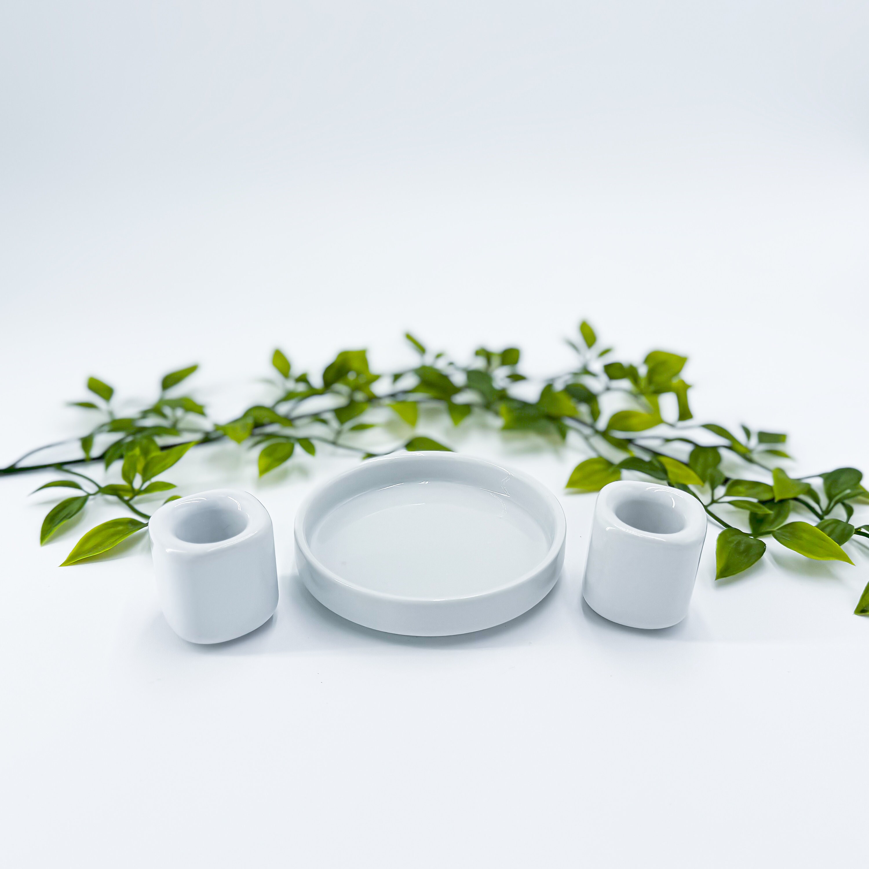 Minimalist 3 Piece Candle Holders White porcelain candle holders for tapers and Pillar Candles Round Ceramic Candle Vases