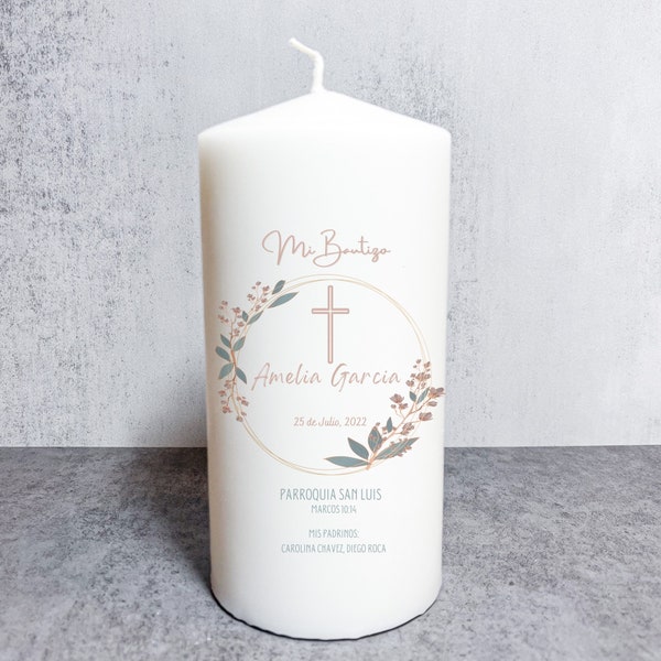 Personalized Baptism Candle Vela de Bautizo Unity Custom Candle Communion Christening custom candle