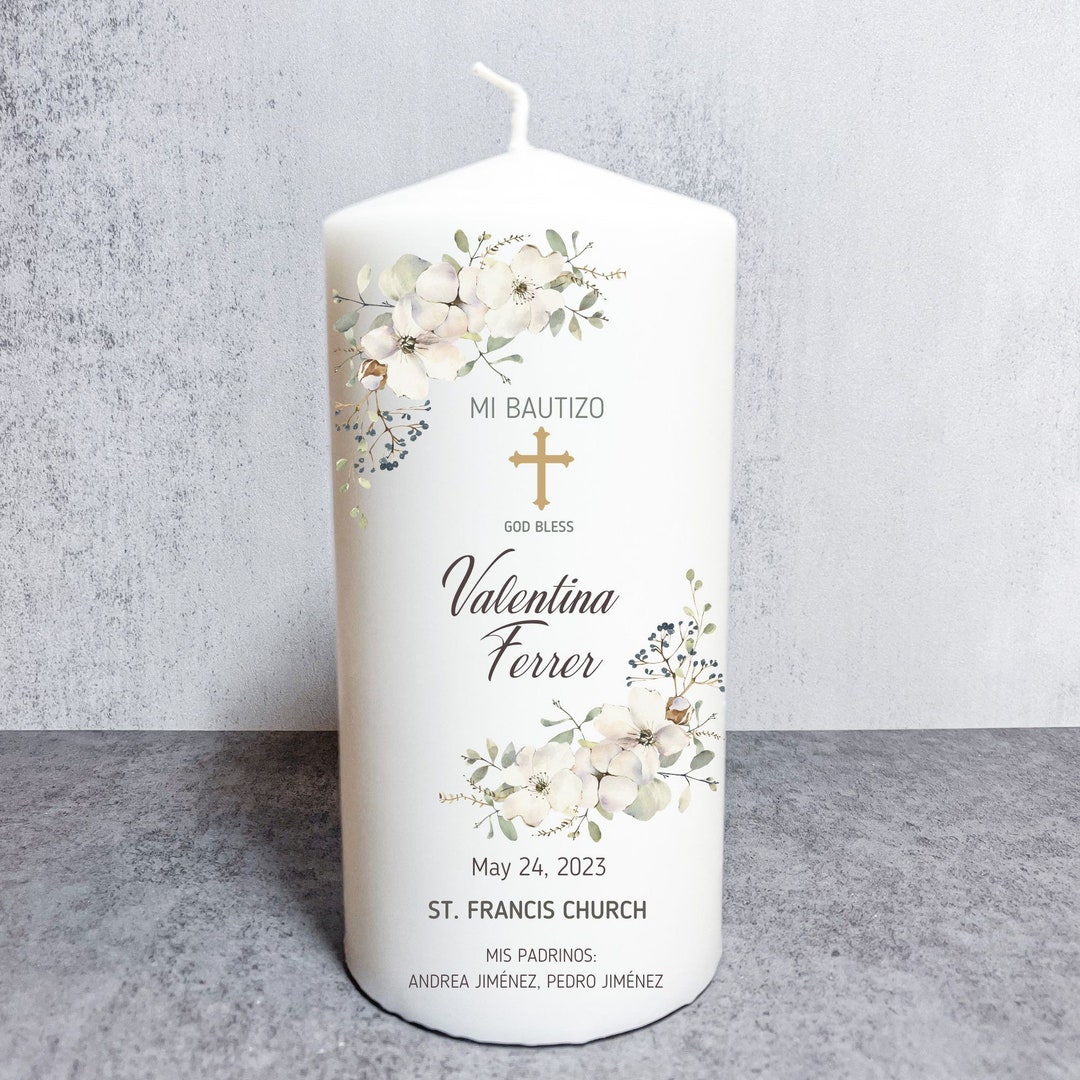 Personalized Baptism Candle Baptism Favor Vela De Bautizo Unity Custom Candle Communion