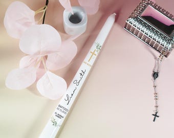 Vela de bautismo personalizada, recuerdo de bautizo de ahijado