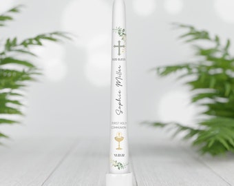 First Holy Communion Taper candles Personalized Ceremony Candle, First Holy Communion favors, Christening custom candle, Primera Comunión