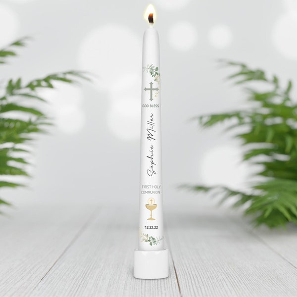 First Holy Communion Taper candles Personalized Ceremony Candle, First Holy Communion favors, Christening custom candle, Primera Comunión