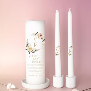 Personalized Floral Unity Candles Wedding Bible Verses Unity Set Monogrammed Wedding Ceremony Candle Holders Anniversary Gift Romantic