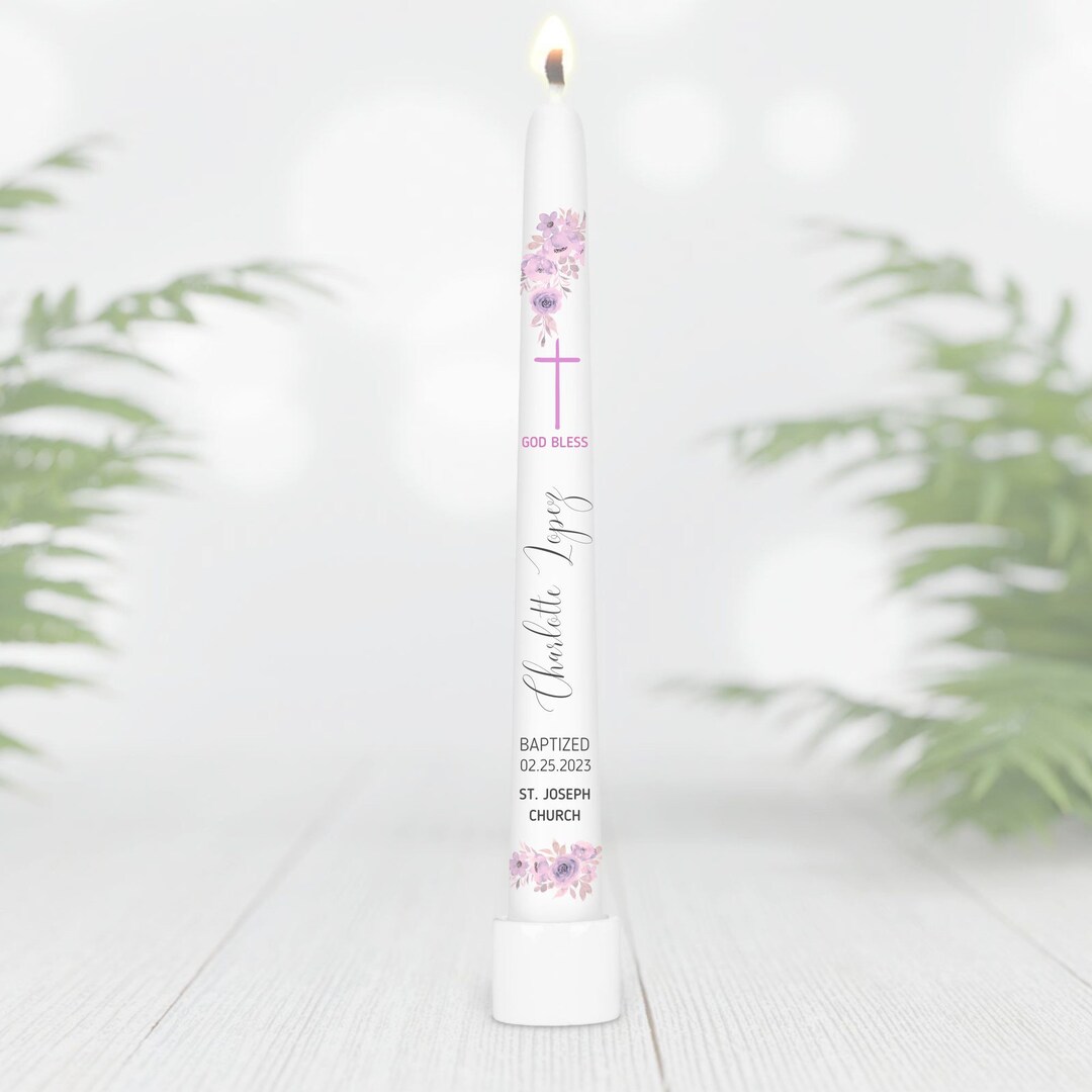 Baptism Taper Candles, Personalized Ceremony Baptism Candle, Baptism