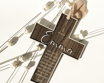 Personalized Engraved Wooden Holy Cross I Crucifixes Christian home decor Baptism Holy communion Keepsake Cross