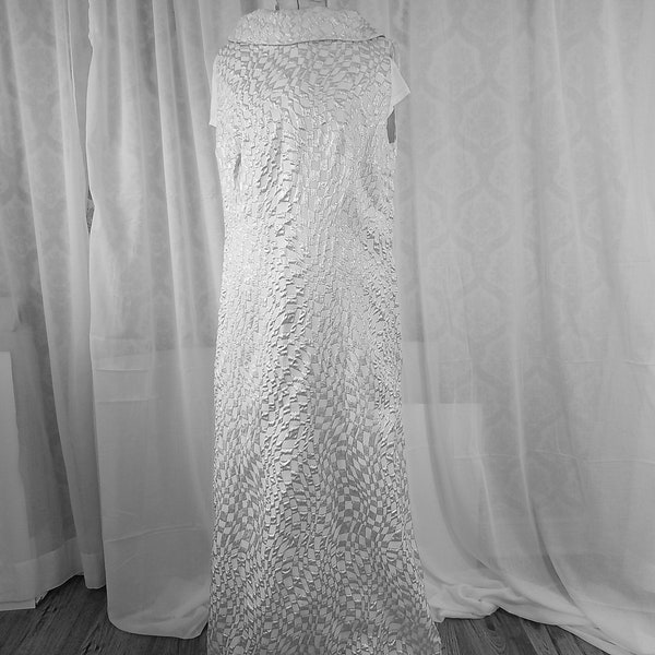 Vintage 1960s Long Silver White XXL Glamor Gown