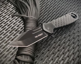 Spring Assist Knife with 550 Paracord Lanyard Smooth One Hand Operation Folding Pocket Knive with Tanto Blade