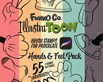 Procreate Brush Stamps: Cartoon Maker Hands & Feet - Rubber Hose Style (Digital Download) Free Textures