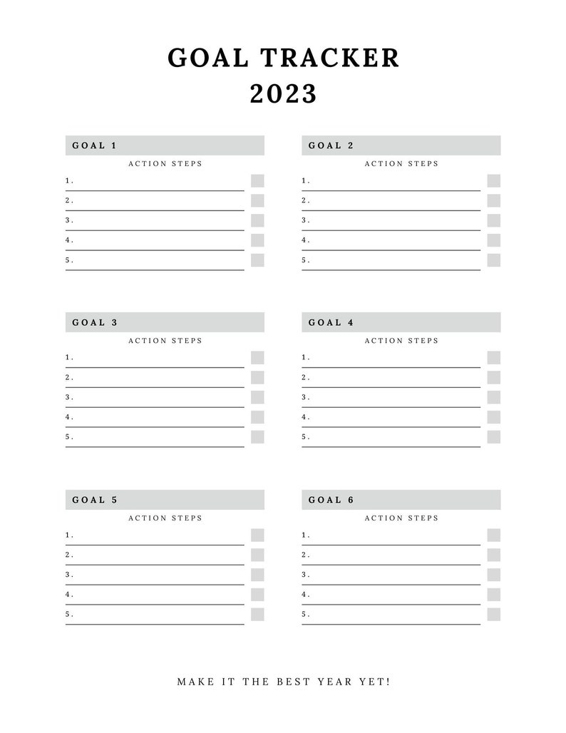 2023 Goal Sheet Instant Download PDF Goal Sheet for 2023 Etsy
