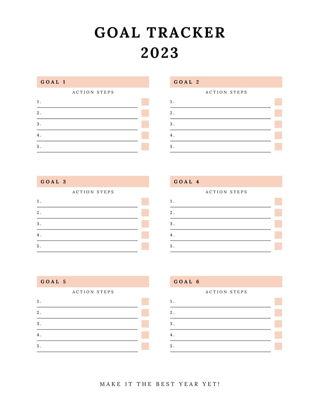 2023 Goal Sheet Instant Download PDF Goal Sheet for 2023 Etsy