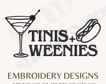 Tinis and Weenies - plik do haftu Martinis and Weenies - projekt haftu na temat zabawnej imprezy, impreza Martini Hot Dog