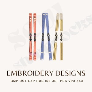 Ski Set Embroidery Design: Winter Embroidery, Instant Download, Colorful Skis (6 Sizes)