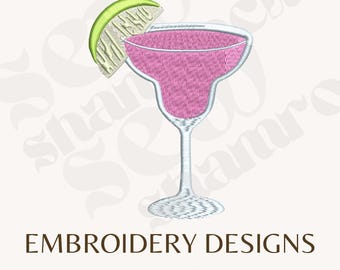 Lime Margarita Cocktail Embroidery File - Margarita with Lime Cocktail - Multiple Size Embroidery Machine - PES, DST, etc.