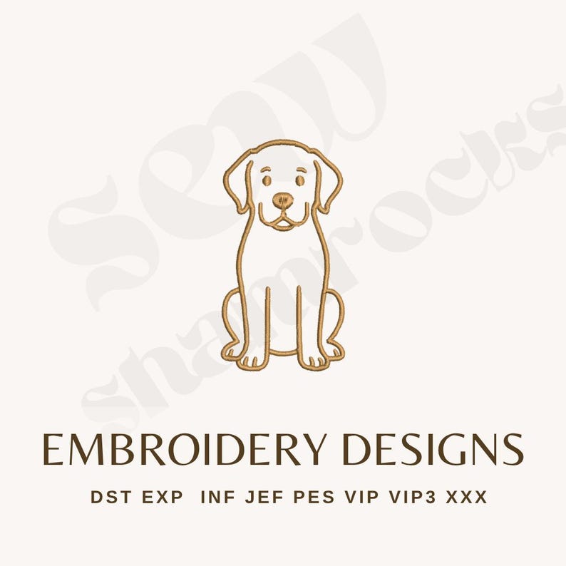 Embroidered Lab Pattern Labrador Retriever Embroidery File - Labrador Machine Embroidery ...