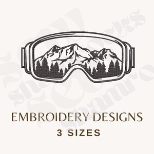Ski Goggles Embroidery Design: Winter Apres Ski Machine Embroidery (3 Sizes)