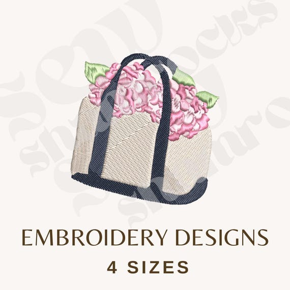 Hydrangea Boat Bag, Mini Boat Tote Embroidery File, East Coast Summer, Machine Embroidery Floral Filled Boat Bag, Hydrangea, Cape Cod Inspo