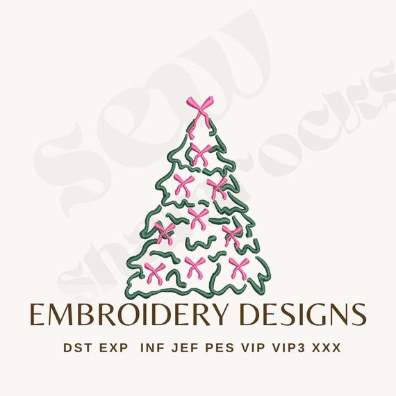 Girly Christmas Tree Embroidery File, Machine Embroidery, Girly Merry Christmas