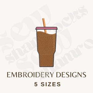 File di ricamo Dunks Iced Coffee - Caffè freddo - Macchina da ricamo 4x4 - PES, DST, ecc. Ricamo di latte macchiato freddo, caffè freddo