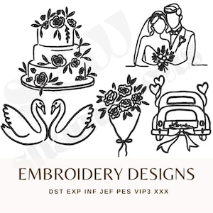 Simple Wedding Embroidery File - Vintage Bridal - Instant Download