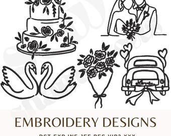 File di ricamo per matrimonio semplice - Vintage Bridal - Download immediato