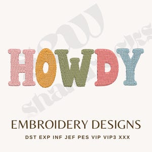 Howdy Cowboy Embroidery Design, Cowgirl Machine Embroidery File PES, DST, Multicolor and 1 Color Options, Instant Download, Howdy Y'all