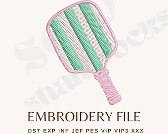Pickleball Paddle Embroidery File - Pickleball Embroidery Design - Pickleball Social Club - Racketball Paddle   3 sizes Multiple Formats