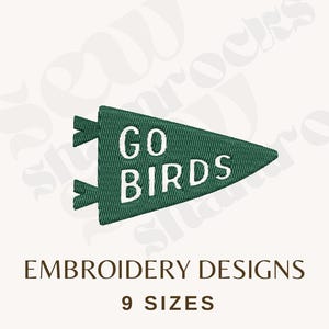 Birds Football Embroidery File - Philly Sports Pennant Machine Embroidery Design -  Multiple Sizes and Formats