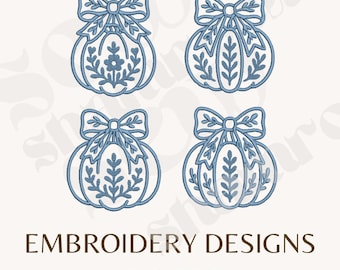 Stickdatei „Chinoiserie Kürbis-Serie“ (einfarbig) – Herbstliche Stickerei, Südstaaten-Dekor, Maschinenstickerei
