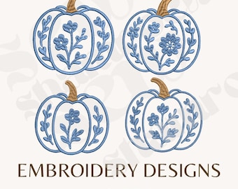 Chinoiserie Kürbis Serie Stickdatei - Girly Kürbis - Instant Download, Herbst Stickerei, Herbst Stickerei, Südsee Dekor