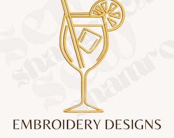 Aperol Spritz Cocktail Embroidery File - Aperol Spritz Cocktail - Aperol Spritz Outline - 4x4 Embroidery Machine - 5x7 - PES, DST, EXP etc.