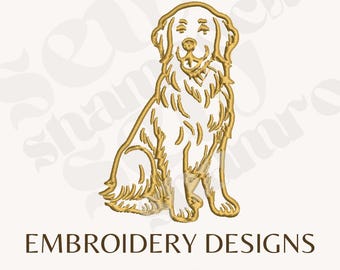 Golden Retriever Embroidery File - Labrador Retriever Machine Embroidery - Preppy Embroidery File