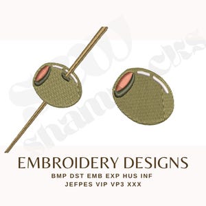 Martini Olive, Blue Cheese Olive Embroidery File - INSTANT DOWNLOAD