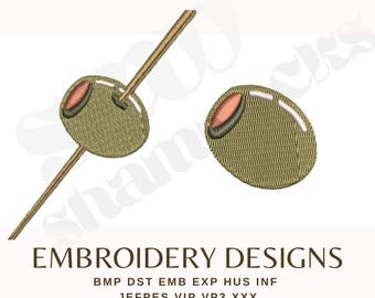 Martini Olive, Blue Cheese Olive  Food Embroidery File - INSTANT DOWNLOAD