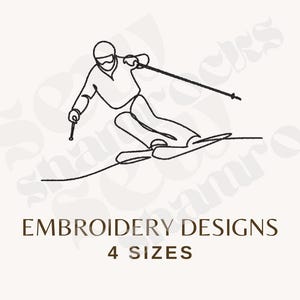 Skier One Embroidery Design: Winter Apres Ski Machine Embroidery (4 Sizes)