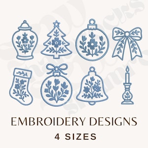 Chinoiserie Christmas Series Embroidery File - Girly Holidays - Instant Download, Southern Living Christmas