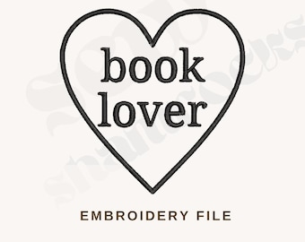 本好きのための刺繍ファイル - ブッククラブのミシン刺繍 - 4x4ミシン刺繍 - Kindle中毒のハートのPESファイル - 即時ダウンロード